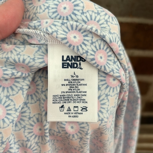 Women’s Lands End Swim Tank, Size Large (14-16), Pink/Orange - Picture 6 of 6